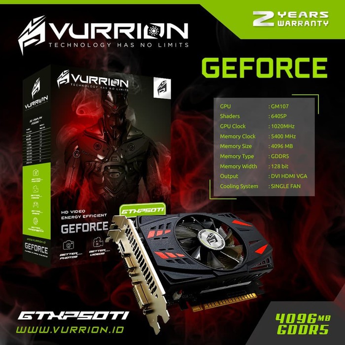 VGA VURRION GTX750TI 4GB DDR5 128BIT - MEMORI GRAFIK GTX 750 TI