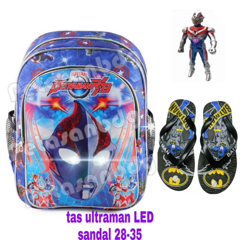 Tas Anak Laki Laki Karakter ULTRAMEN EXTRA - THE FORBIDDEN - RANSEL LED - LED BACKPACK +sandal