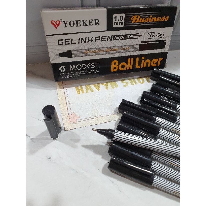(12pc) pen gel 1.0MM untuk tanda tangan BALL LINER-1