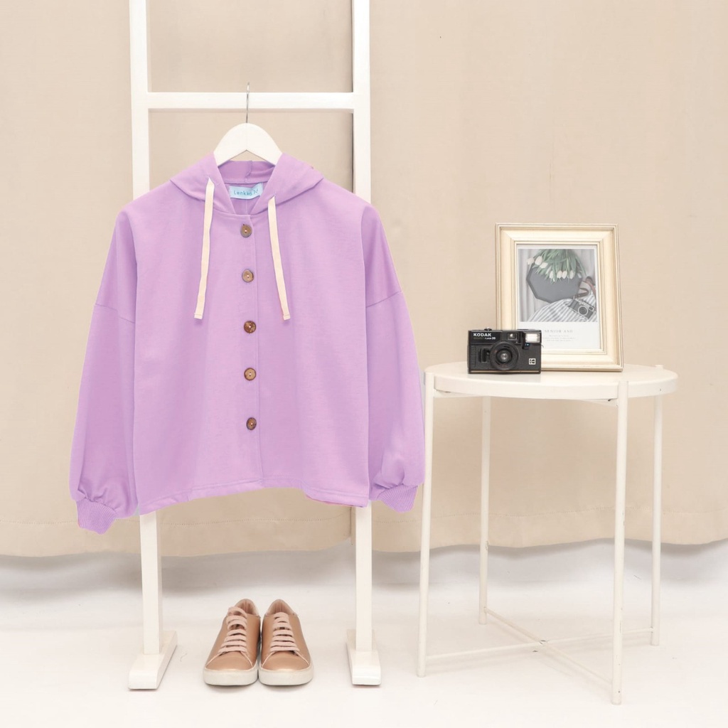 Jaket Sweater Hoodie Women Pakaian wanita Sweater Oversize Outer musim Semi-Lilac