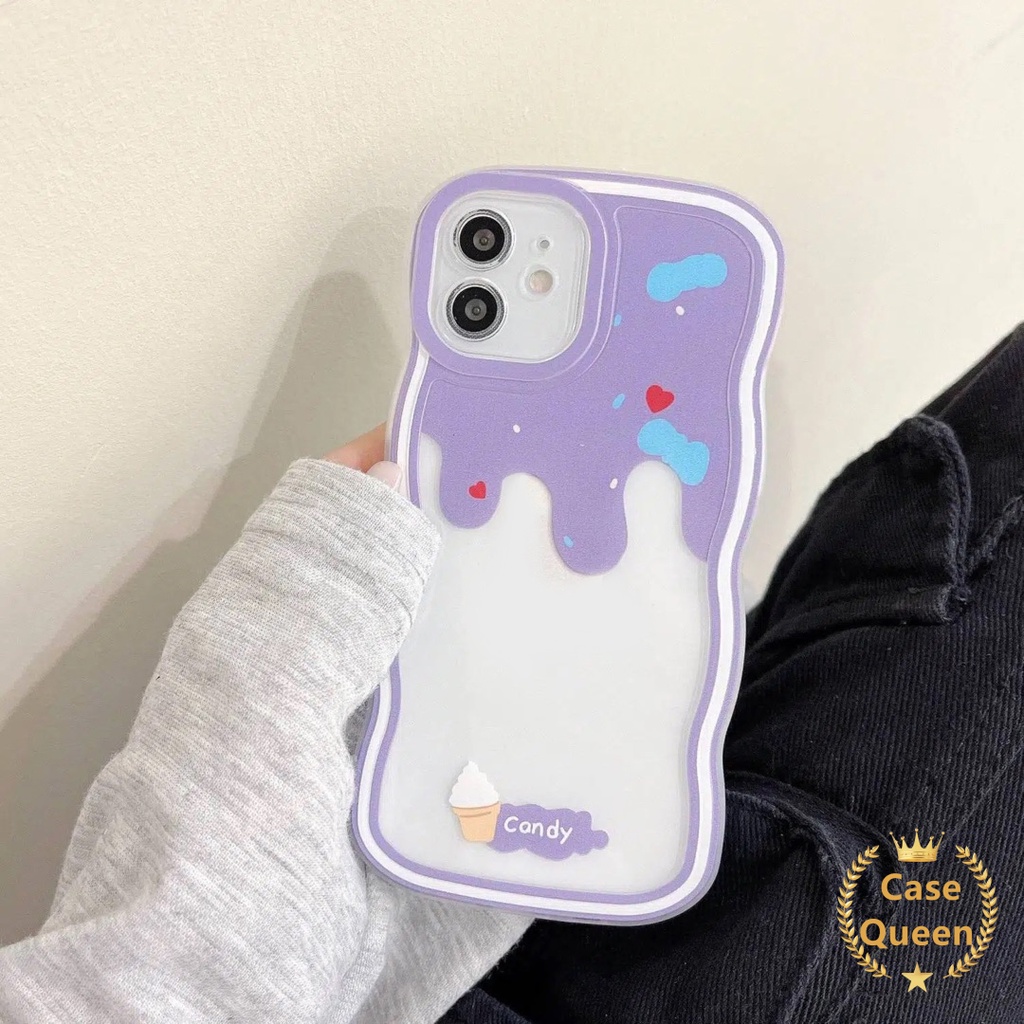 Ins Wavy Edge Case Oppo A16 A17 A57 2022 A15s A5s A15 A12 A3s A7 A17K A16s A54 A11K A32 A53 A33 2020 A12E A35 Transparan Lembut TPU Musim Panas Warna-Warni Es Krim Penutup Belakang