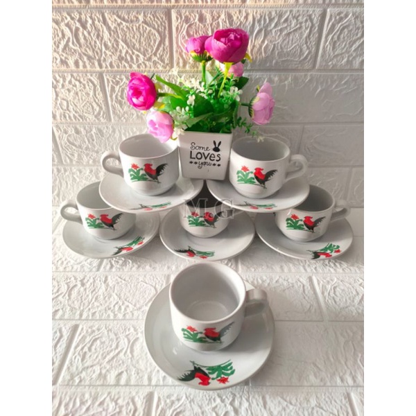 Gelas Ayam Jago/Gelas Keramik/Gelas Ayam jago keramik