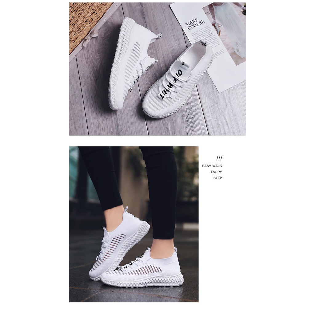 Sepatu wanita sneakers 2022 Sepatu olahraga rajutan terbang sports shoes Bahan Full Karet Anti Licin