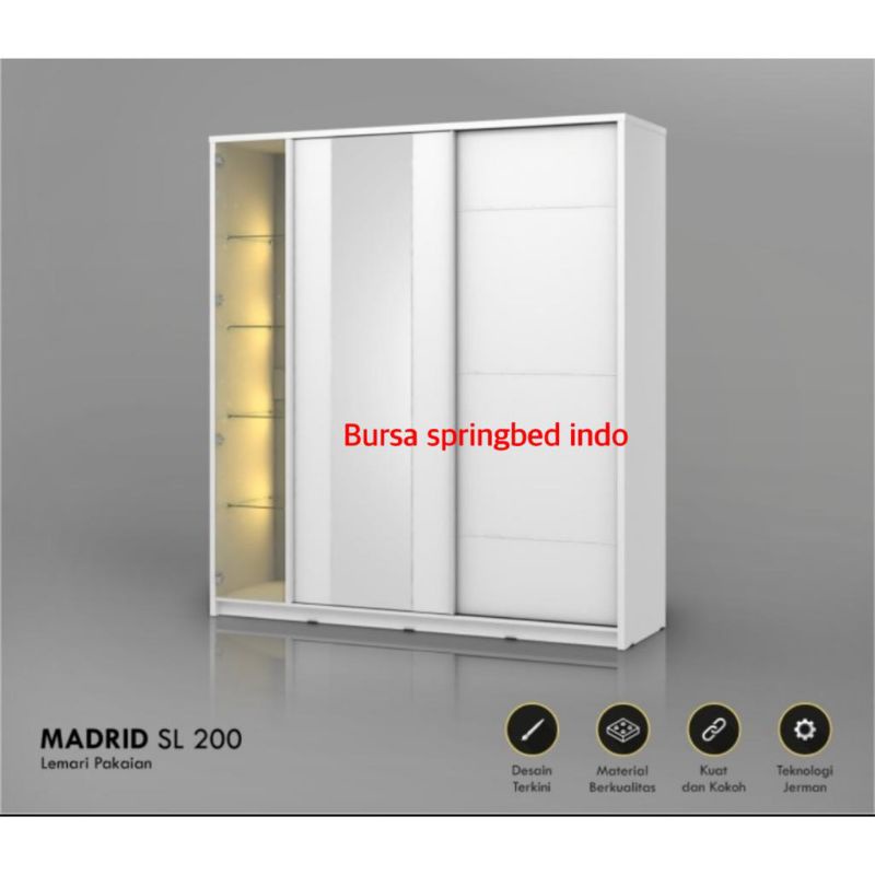 MADRID SL 200 lemari pakaian / lemari baju sliding geser minimalis kaca / wardrobe hias baju kaca