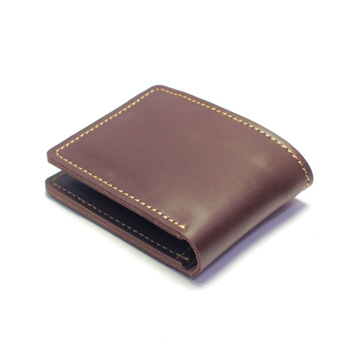 dompet pria kulit asli bifold model saku diluar warna coklat - PHWL475