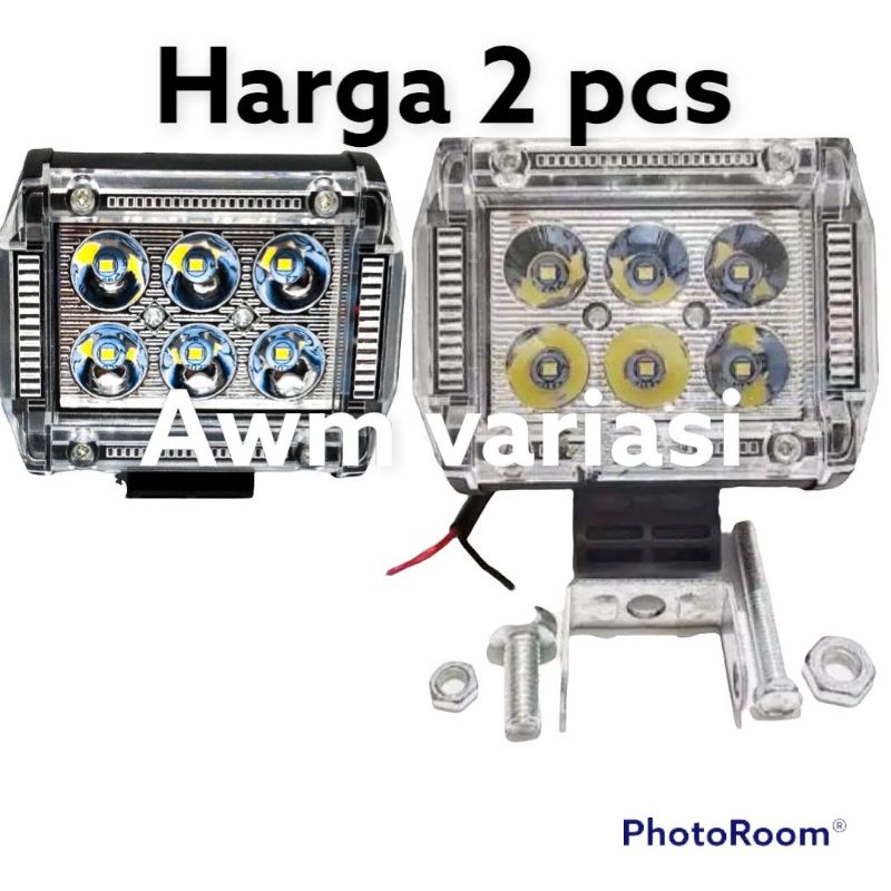 promo 2pcs lampu tembak led 6 16 24 mata sorot fokus Putih Terang dan 3 senja UNIVELSAR bisa buat semua motor [ HARGA 2 PCS]