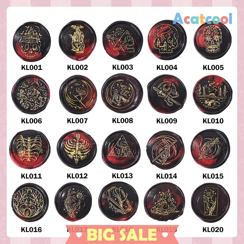 Stempel Segel Lilin Bentuk Bulat Motif Tengkorak Bahan Tembaga Tanpa Gagang