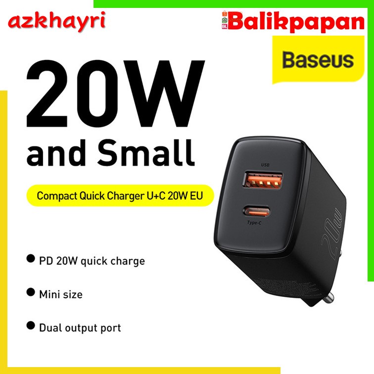 KEPALA CHARGER ADAPTOR BASEUS QUICK QC3.0 TYPE C USB 20W PD FAST CHARGE Iphone Android