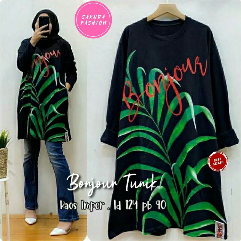 BONJOUR TUNIK BY SAKURA||KAOS IMPORT LD 124 PJ 90
