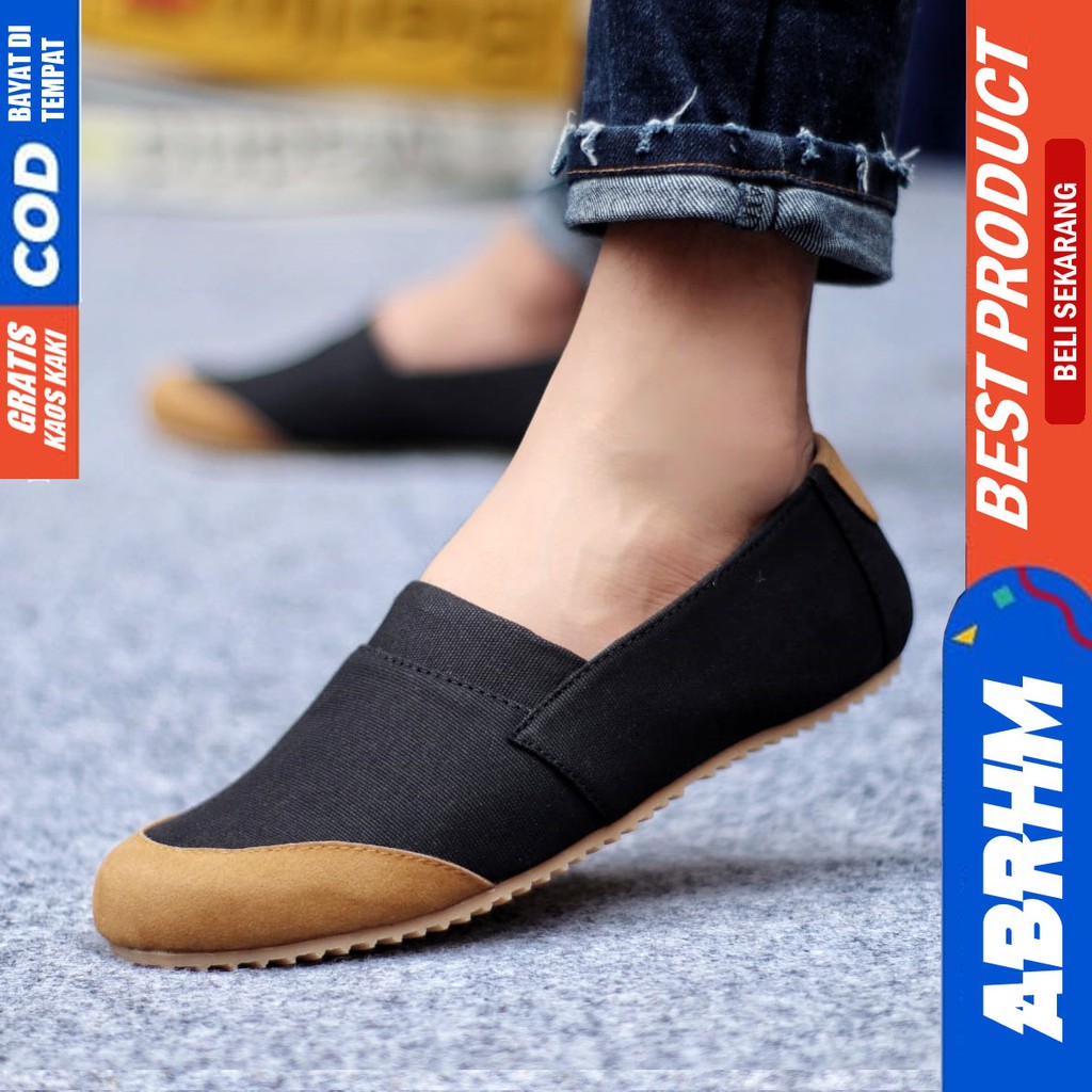 ABRHM X KEN Sepatu Slip On Pria Casual Original Santai Gaya Keren Kekinian Original Murah Terlaris