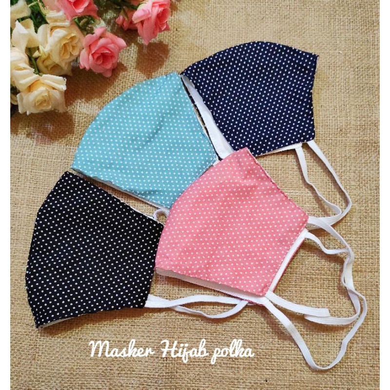 Masker hijab-Masker kain-Masker Polkadot