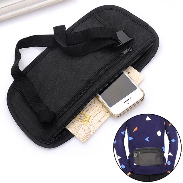 IMPORT Waist Bag Tas Pinggang Travel simpan uang passport anti maling pouch pinggul