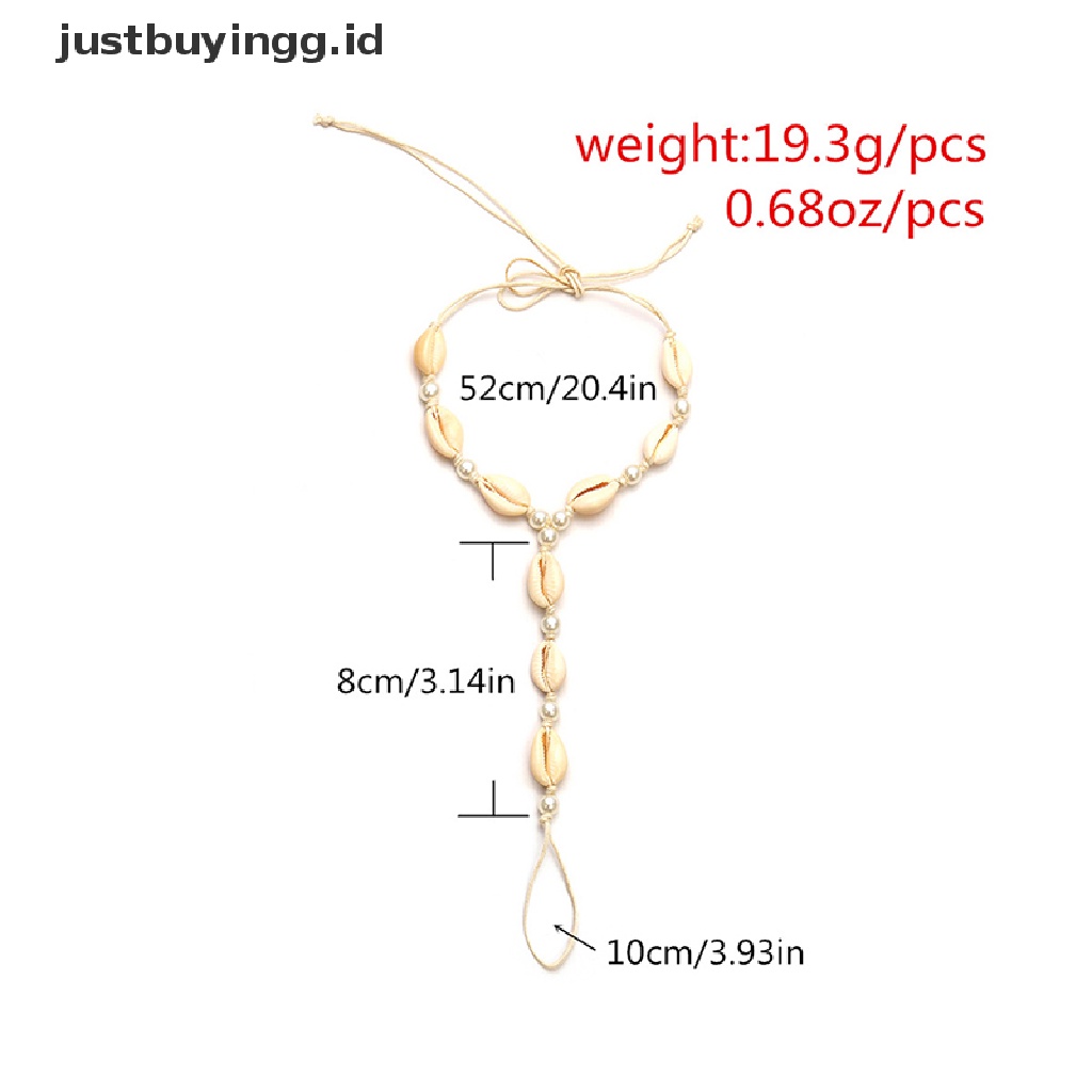 [justbuyingg.id] Pearl Shell Barefoot Sandal Anklet Foot Chain Toe Ring Beach Ankle Bracelet ID