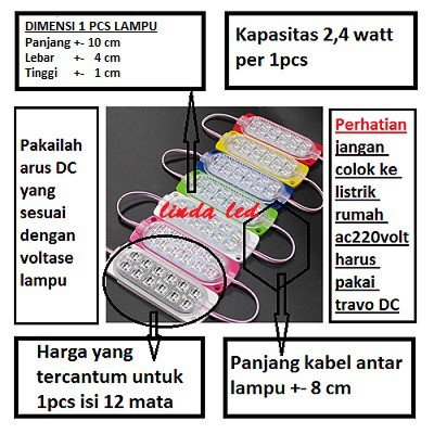 LAMPU LED MODUL 12MATA SMD 2835 10438 24VOLT WATERPROOF VARIASI MOTOR KOLONG MOBIL 12 MATA 24V VOLT