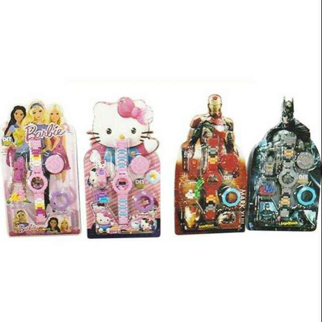 Jam Tangan Lego Karakter Barbie Hello Kitty Iron Man Batman Mainan Aksesoris Anak Murah Meriah