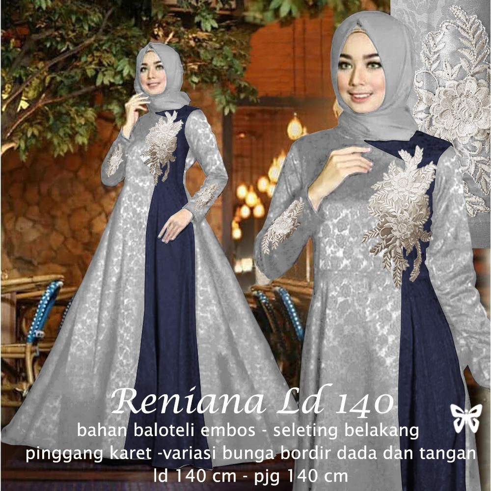 Muat sampai 5L Gamis Syari Super Jumbo LD 140 cm Terbaru Reniana-GREY