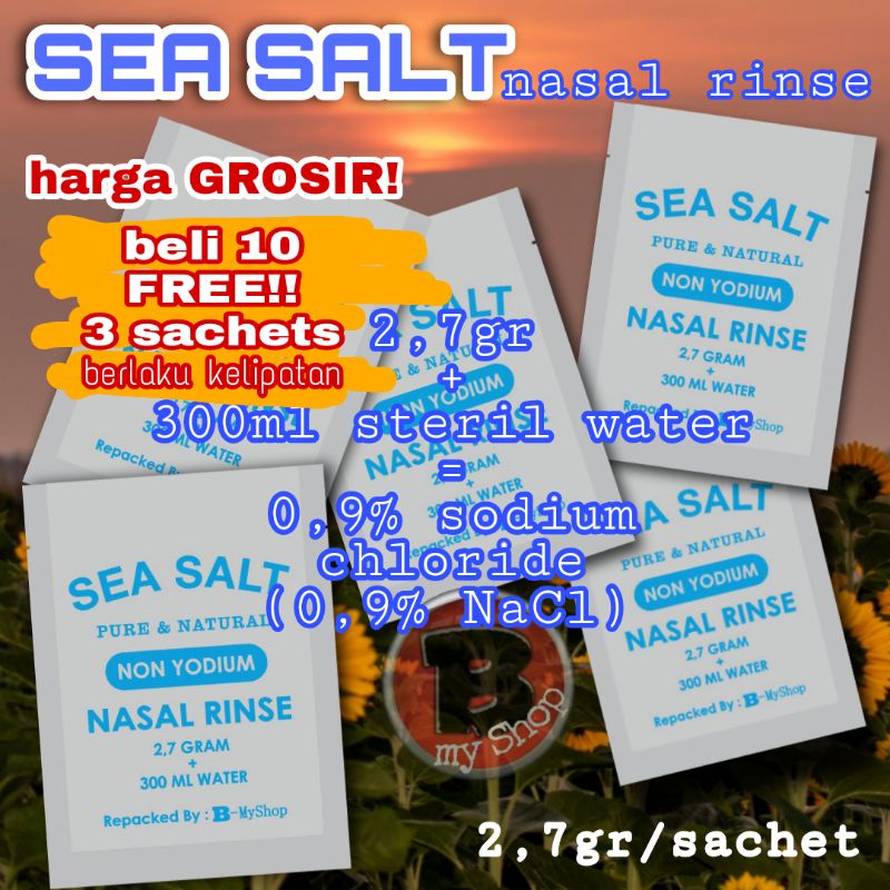 (GROSIR!) 2,7 GR - GARAM CUCI HIDUNG (beli 10+FREE 3) - NASAL RINSE - NATURAL SEA SALT NON YODIUM