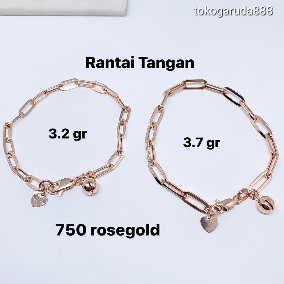 Rantai tangan gelang tali anak dan dewasa emas asli kadar 70% 700 75% 750 gold rosegold segiempat cowok cewek putih paper paperklip paperclip klip clip