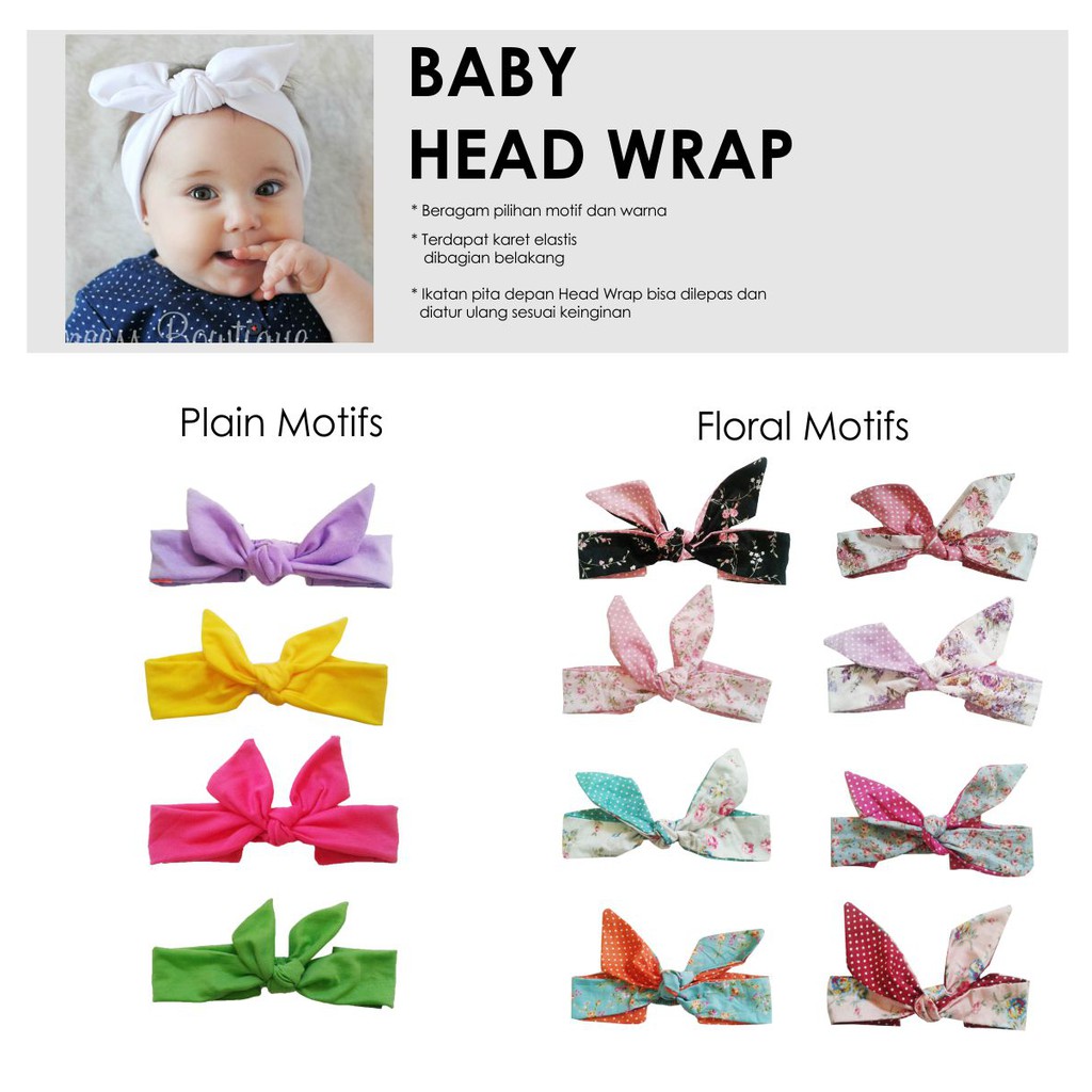 HEADWRAP balita TODDLER polos  Baby Head Wrap Ikat Rambut Bayi Bandana Bedong  Akachan alt hw