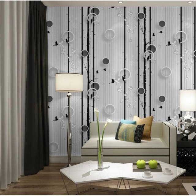 WALLPAPER DINDING POLKADOT HITAM