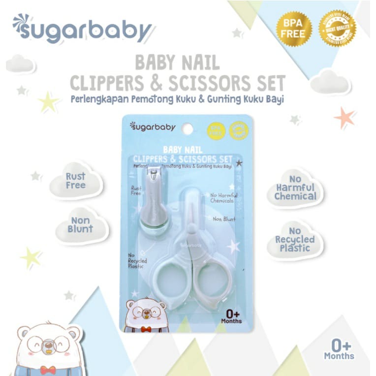 Sugarbaby 2 in 1 Baby Nail Clippers &amp; Scissors Set - Set Gunting Kuku Bayi (NCS21)