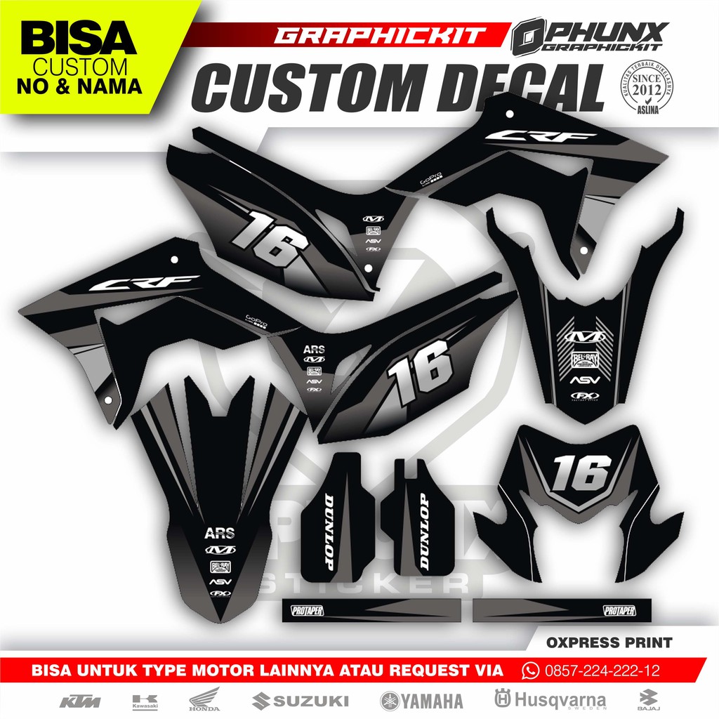 DECAL STIKER CRF 150 L CUSTOM FULL BODY DEKAL STICKER STRIPING CRF LAPAK OPHUNX GRAPHICKIT 16