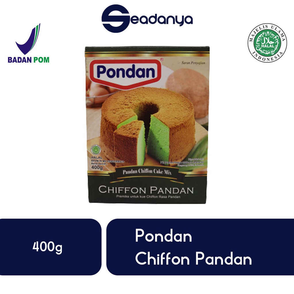 

Pondan Chiffon rasa Pandan Cake Mix 400 Gram HALAL MUI BPOM - Harga Promo