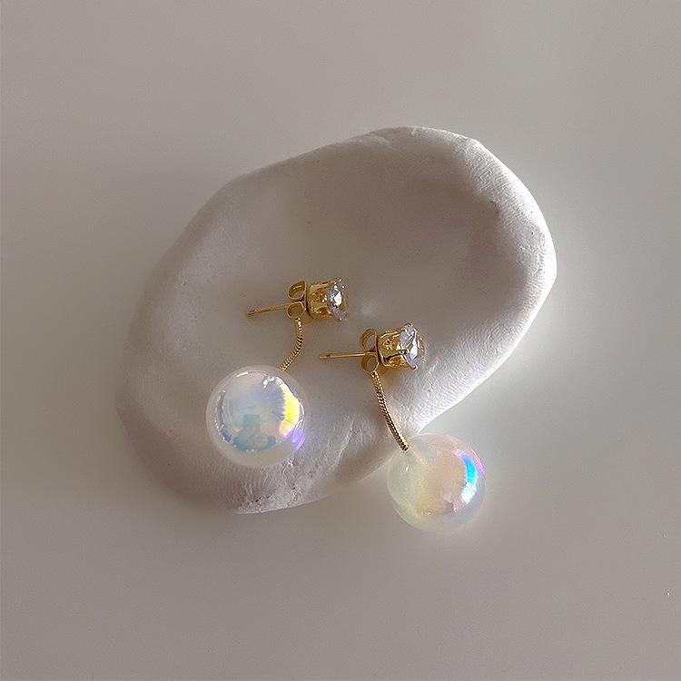 2022 Anting Tusuk Lapis Emas 14K Desain Mermaid Hias Mutiara Zircon Untuk Wanita