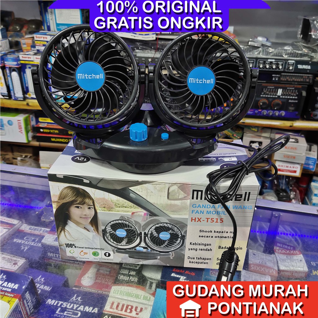 Kipas Angin Mobil SWING BISA GELENG UKURAN JUMBO 5 in HX-T515 /516 pendingin DC 12 / 24Volt Mitchell