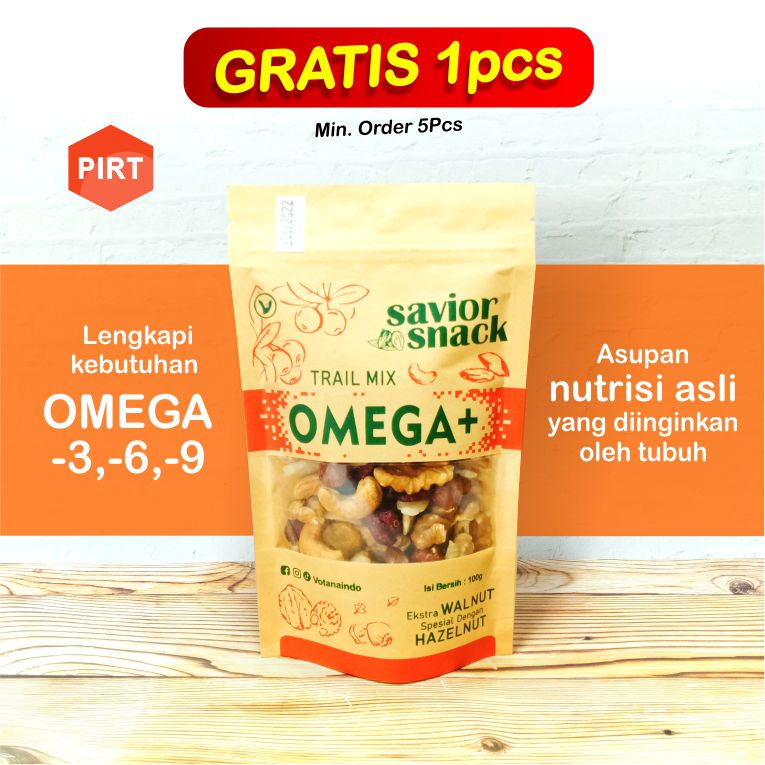 

SAVIOR SNACK OMEGA+ TRAIL MIX SUPLEMEN CEMILAN, VITAMIN MAKANAN SEHAT, KACANG & BUAH KERING ASLI TINGGI NUTRISI ALAMI