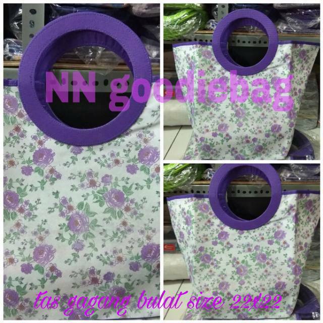 

Tas Spunbond/Tas Souvenir/Tas Box Nasi/Goodiebag Gagang Bulat Motif Size 22×22