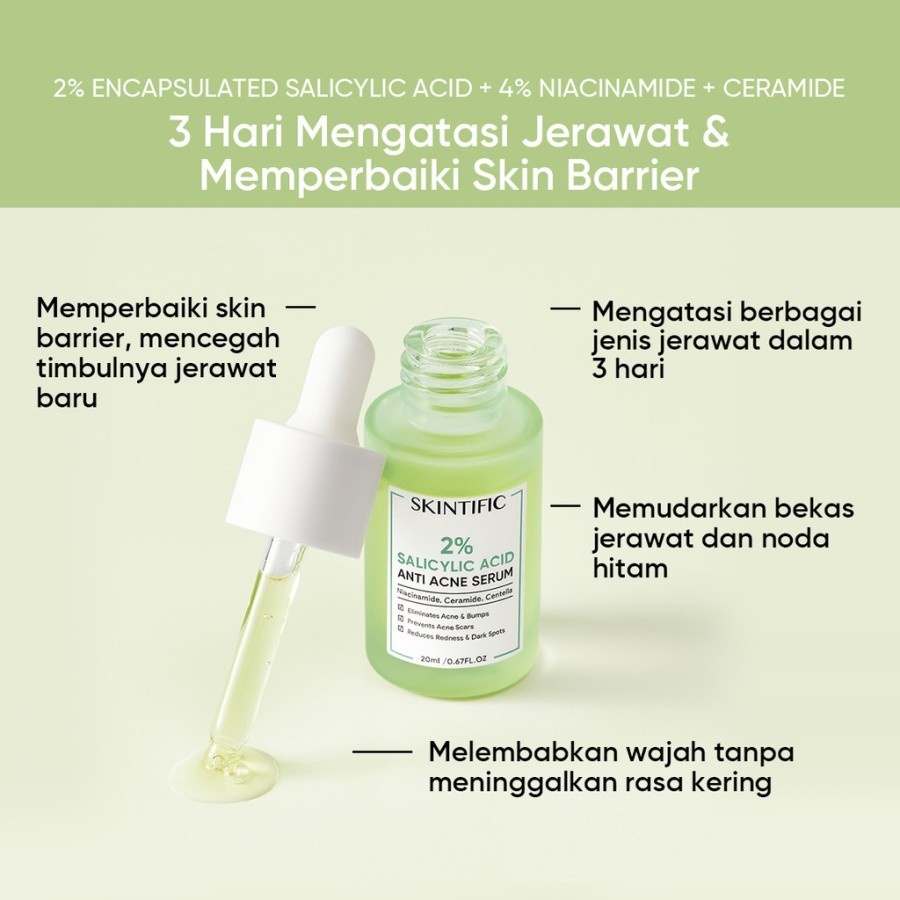 SKINTIFIC 2% Salicylic Acid Anti Acne Serum penghilang jerawat 20ml ok