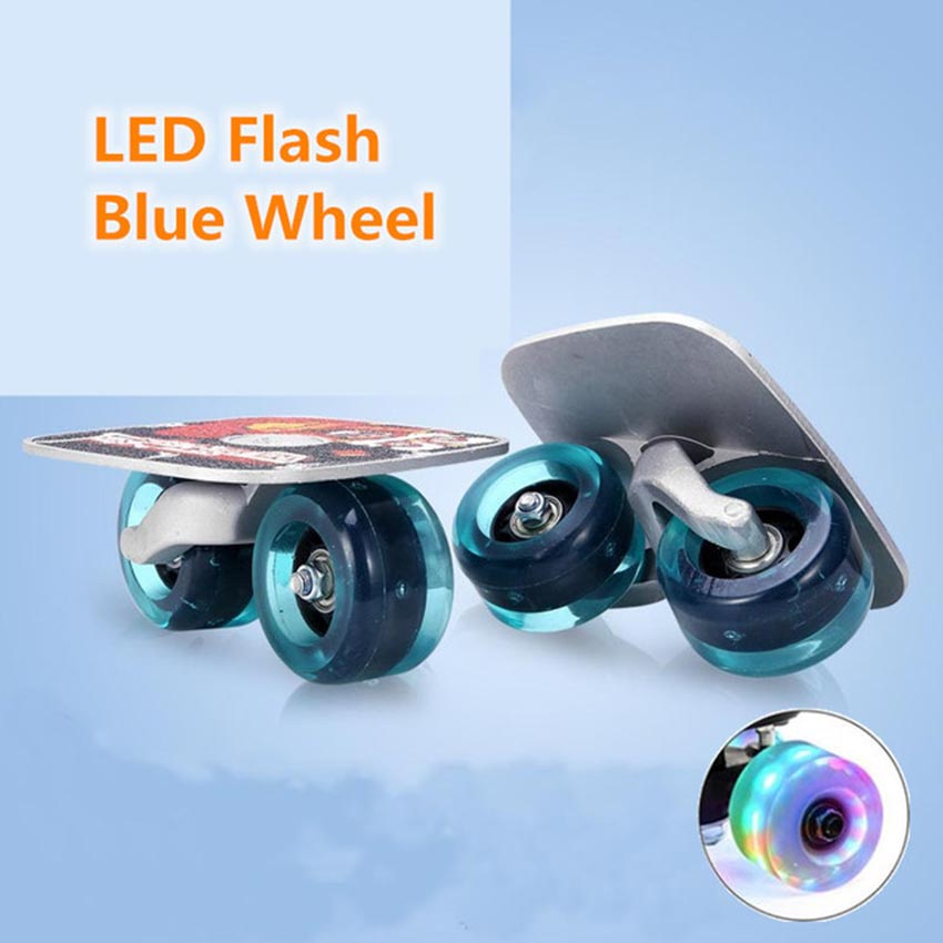 Papan Luncur Skateboard Plate Drift Two Roller dengan Lampu Kilat Anti Slip Blue Wheel