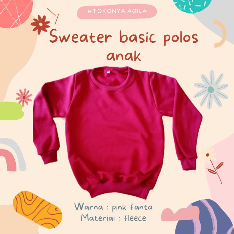 Sweater Polos Anak Bahan Fleece Warna Pink Fanta