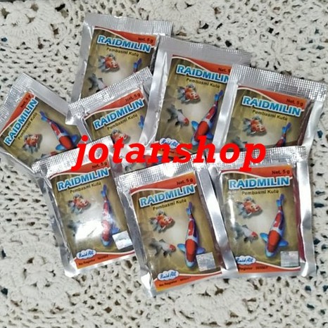 Raidmilin Obat Ikan Pembasmi Anti Kutu jarum Parasit 5 gram 5gr raid all aquarium