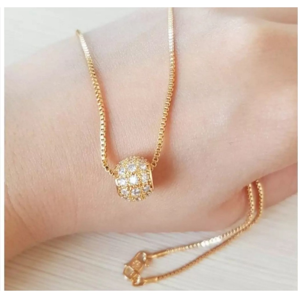 KALUNG TITANIUM MILANO LIONTIN BOLA EMAS WANITA