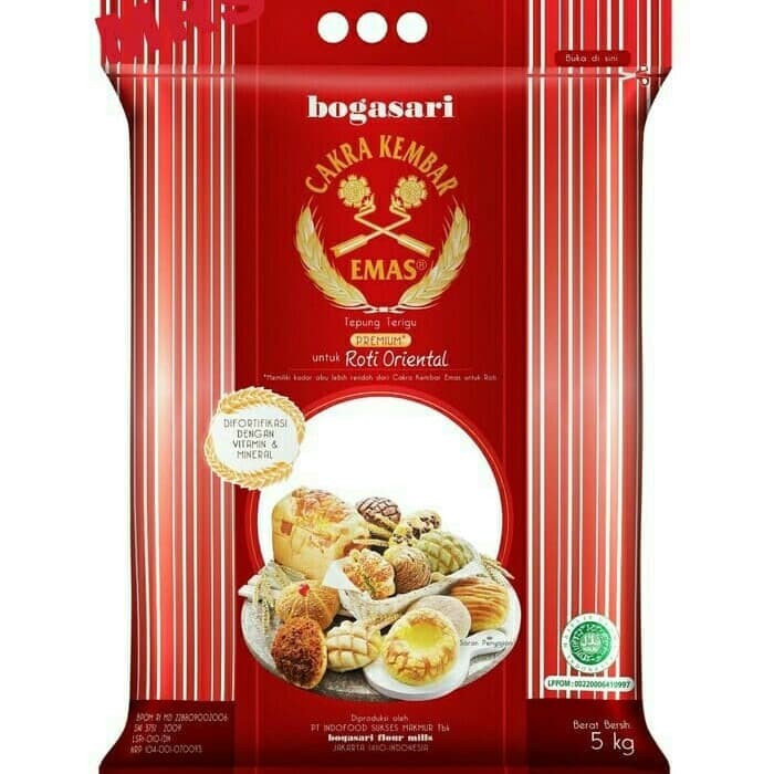 

PROMO [COD] Tepung Cakra Kembar EMAS Bogasari Premium Oriental 5 Kg