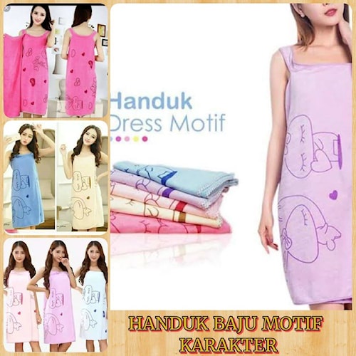 Handuk Baju Mandi Motif Karakter / Baju Handuk Mandi Kimono Dewasa Wearable Towel