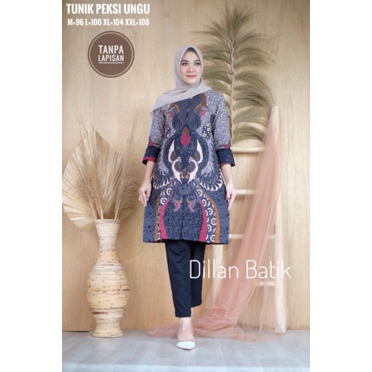 BAJU BATIK WANITA TUNIK PEKSI UNGU