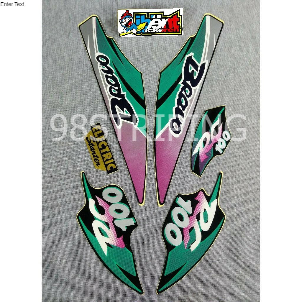 STRIPING RC100 BRAVO HIJAU TAHUN 1996 STIKER SUZUKI RC 100 LIS STANDAR ORI