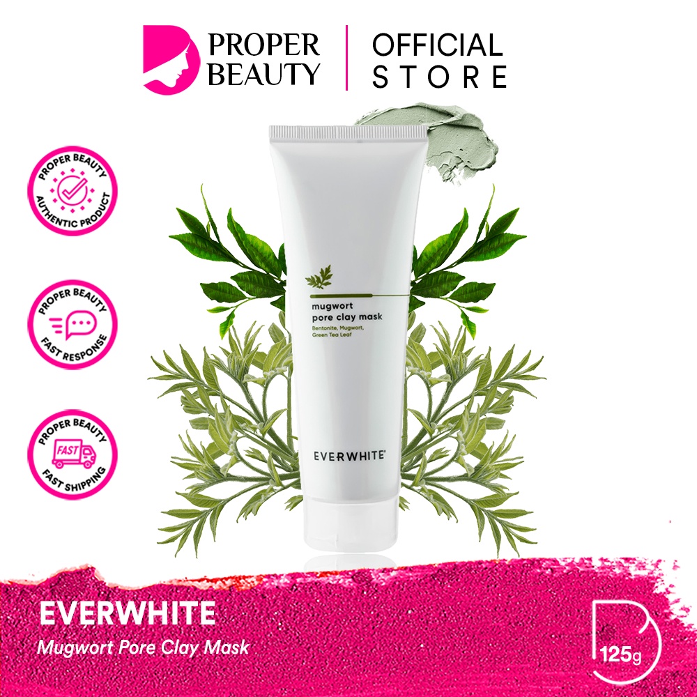 EVERWHITE Mugwort Pore Clay Mask Indonesia / Facial Wash Toner Essence Serum Eye Cream Masker Soap