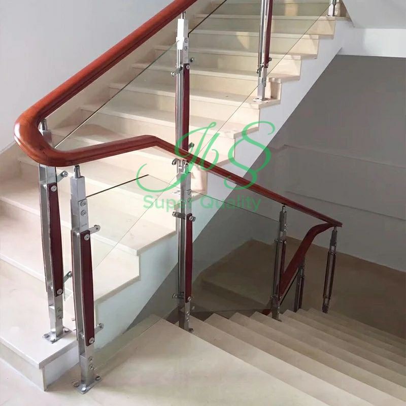 TIANG RAILING KACA STAINLESS + KAYU SUS 304