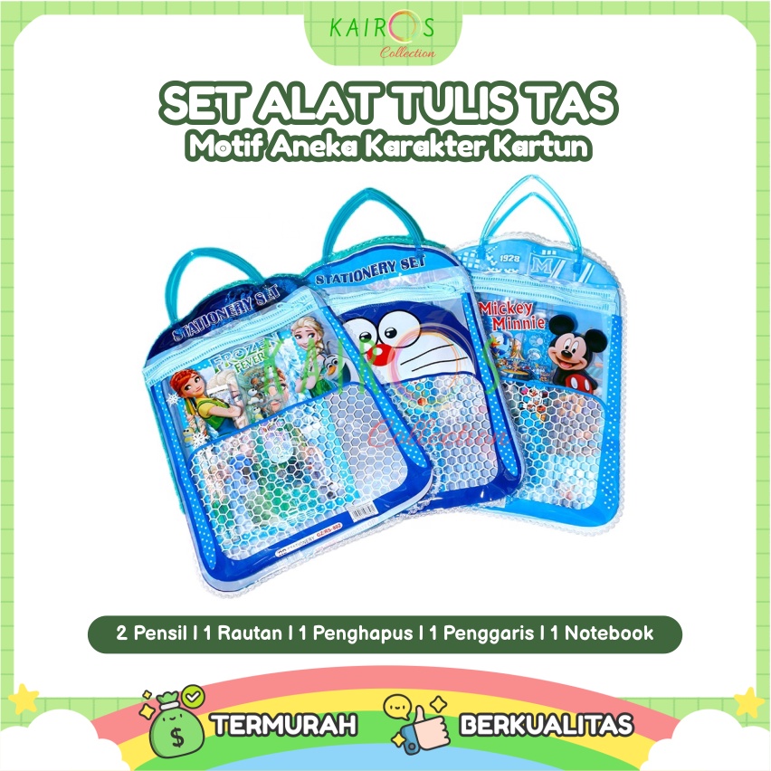 Alat Tulis Anak Set Motif Karakter Anak Tas