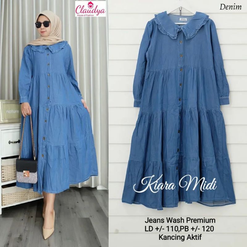 Dress Midi Wanita Terbaru LD 110 | Dress Midi Wanita Kekinian - KIARA MIDI DRESS