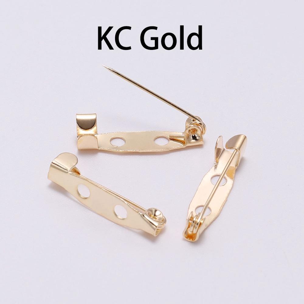 50pcs / Lot Pin Bros Kosong 15 20 25 30 35mm Warna Silver Untuk Membuat Perhiasan Diy-KC Gold