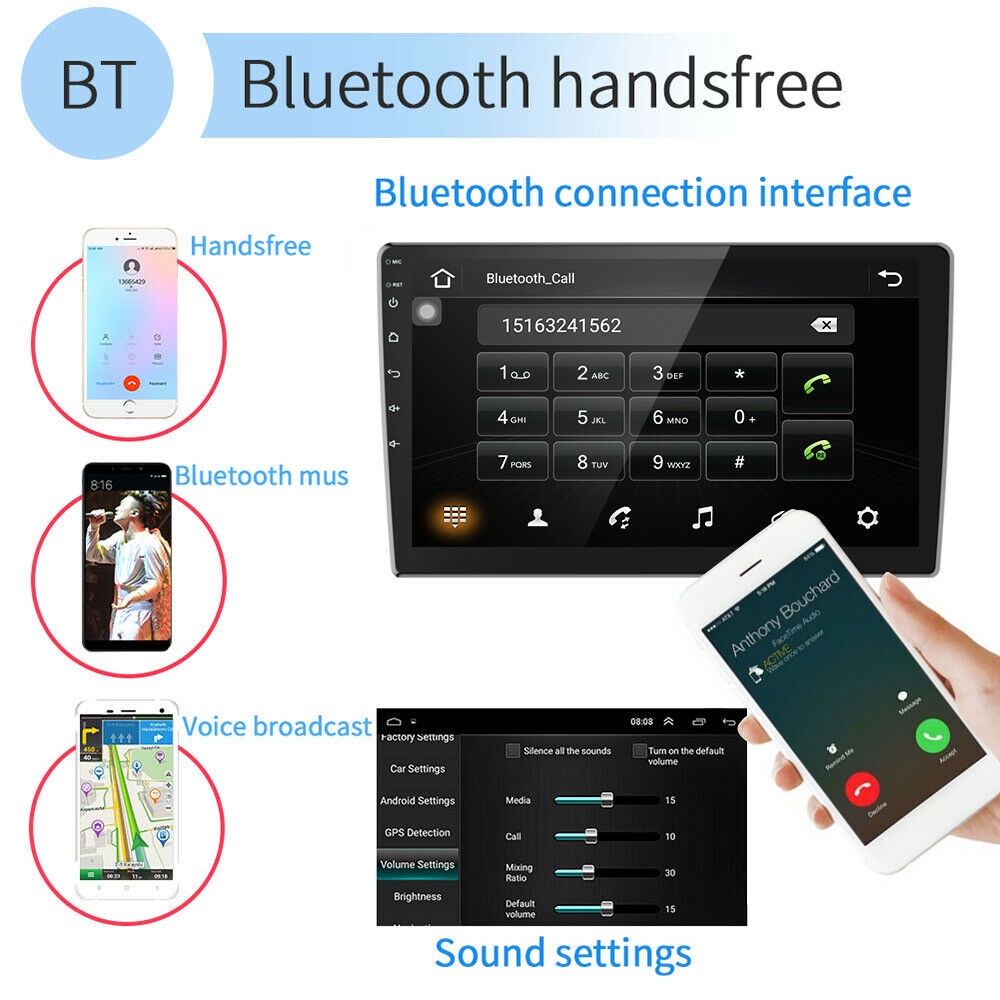 10.1'' Android 9.1 2DIN WIFI GPS Navigation Car Stereo MP5 Player Bluetooth Handsfree Radio Video