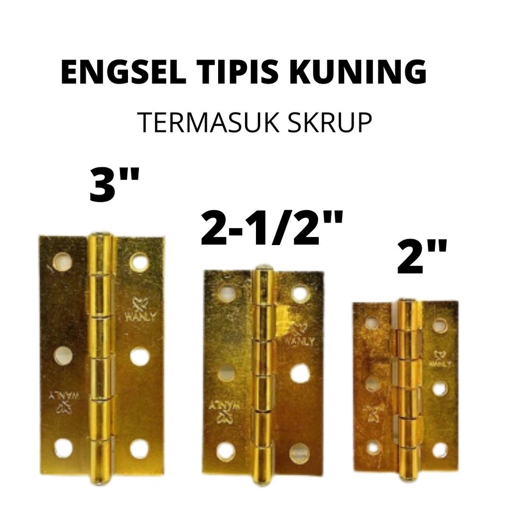 ENGSEL JENDELA TIPIS KUNING( INCLUDE SKRUP)