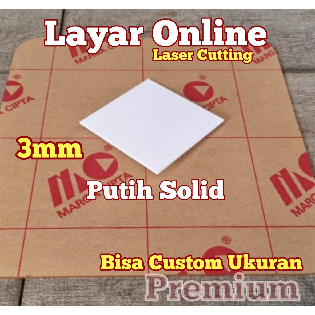 Premium Acrylic Laser Cutting 3mm 50x65cm Akrilik Putih Solid 65x50cm Potongan