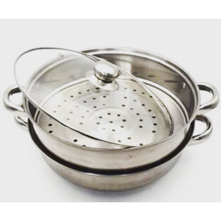 Panci Steamer Steam Makanan Stainless Steel 2 tingkat diameter 28cm