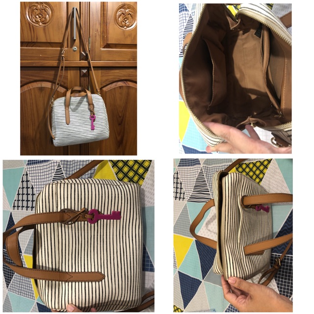 Tas Fossil Sidney Satchel Stripes Preloved